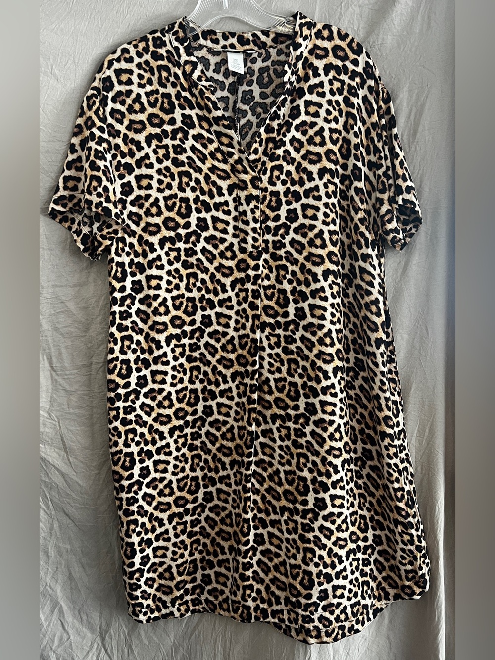 H&M Leopard Print Shift Dress in Black and Tan